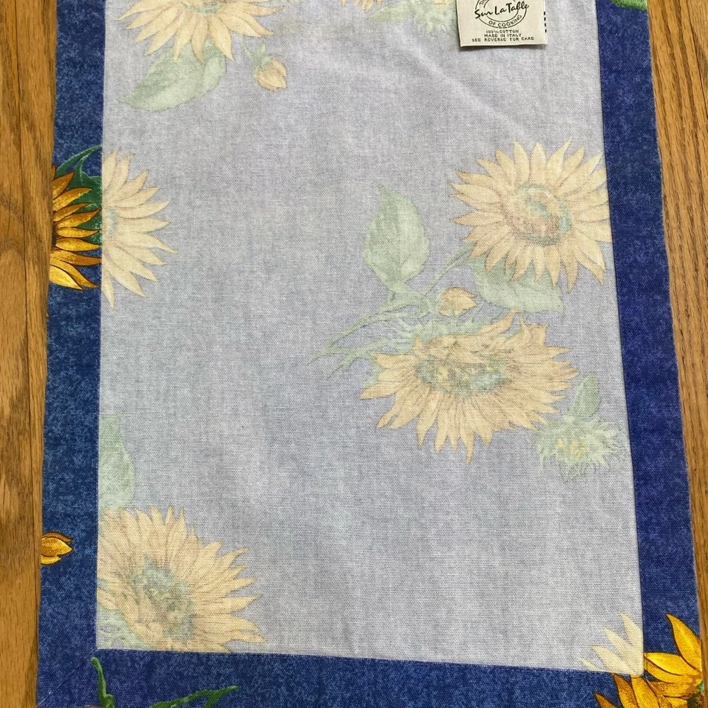 SUR LA TABLE Placemats Blue With Sunflowers Cotton Set Of 4 Made In Italy
